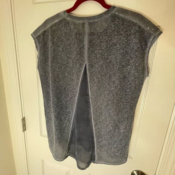 Clothes head blue sequined sleeveless shirt oversized small - Picture 2 of 6